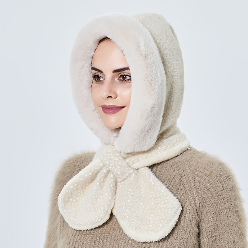 Plush Neck Warmer Snood Cap Hoodie Scarf Windproof Gift For Her