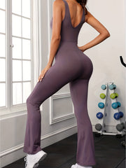 Women's Solid V-Neck Sleeveless Jumpsuit