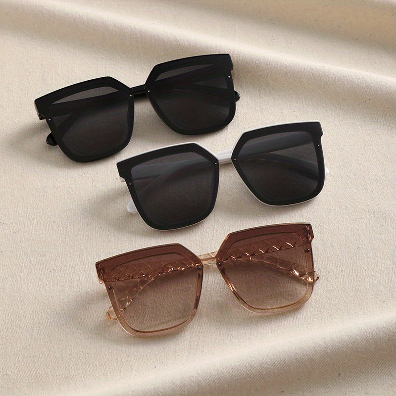 3 Pairs Square Sunglasses for Women Men Gradient UV400