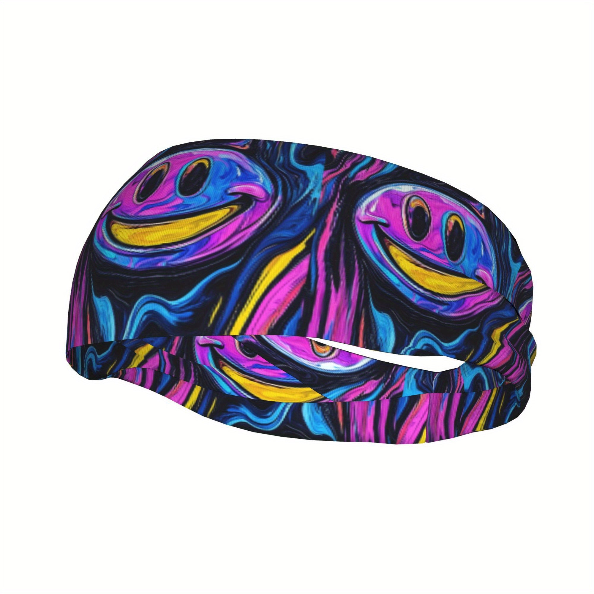 Smile Unisex Sports Headband Psychedelic Sweat Wicking Stretchy Polyester Band