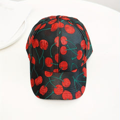 Cherry Print Baseball Cap Couple Sun Hat Adjustable Golf Dad Hats Women Men