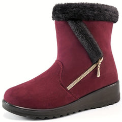Non Slip Side Zip Snow Boots Thermal Winter Warm Mid Calf Boots