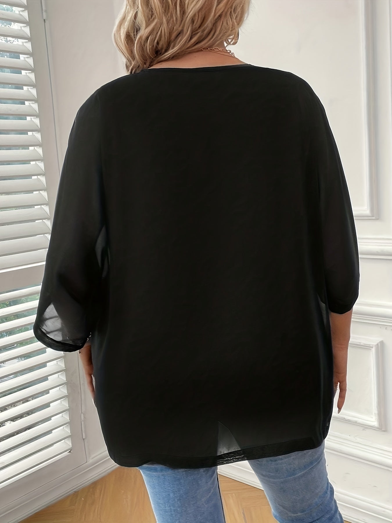 Women's Plus Casual Chiffon Batwing Sleeve Blouse