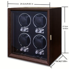 Wood Watch Winder Vertical 4 Slots Automatic Watch Box