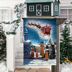 Christmas Garden Flag Cat Dog Santa Vertical Rustic Farmhouse Yard Decor 30x48