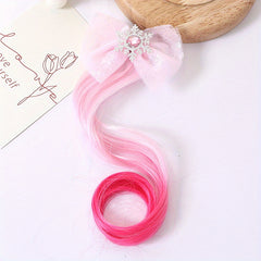 Snowflake Mesh Bow Curly Wig Hair Clips for Girls