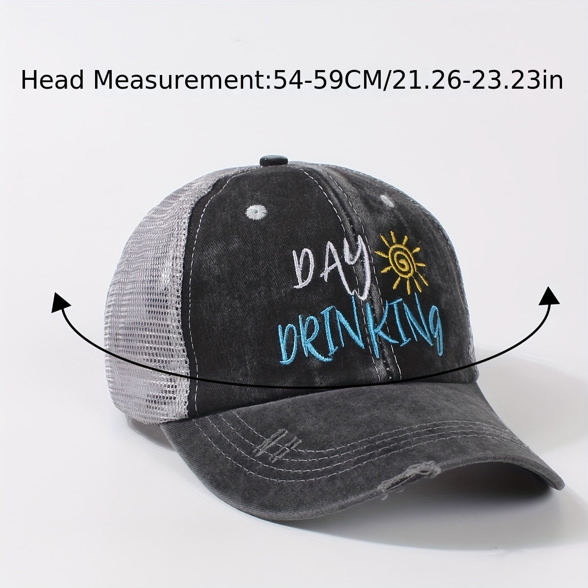 Vintage Distressed Embroidery Trucker Hat Adjustable Baseball Cap