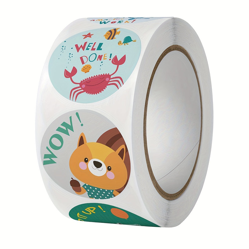 500 Reward Sticker Roll Kindergarten Teacher Animals