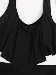 Peplum Tankini Set High Waist Swimsuit Women's Swimwear