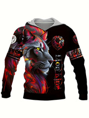 Lion 3D Print Men's Hoodie Kangaroo Pocket Graphic Pullover for Autumn Winter