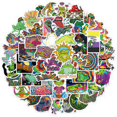 Psychedelic Frog Stickers Graffiti Waterproof for Guitar Helmet Motorcycle