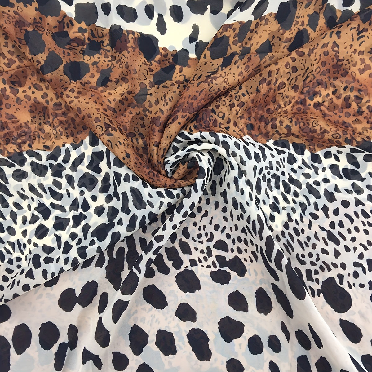 Leopard Block Scarf Women Warm Neckerchief Stylish Vintage Chiffon