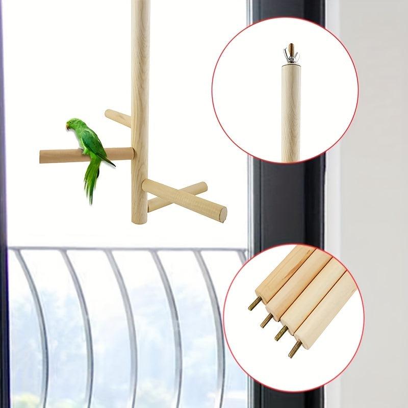 Wooden Bird Perch Stand Toy for Parrots and Birds