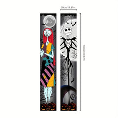 Halloween Skeleton Couple Home Porch Banner Outdoor Door Hanging