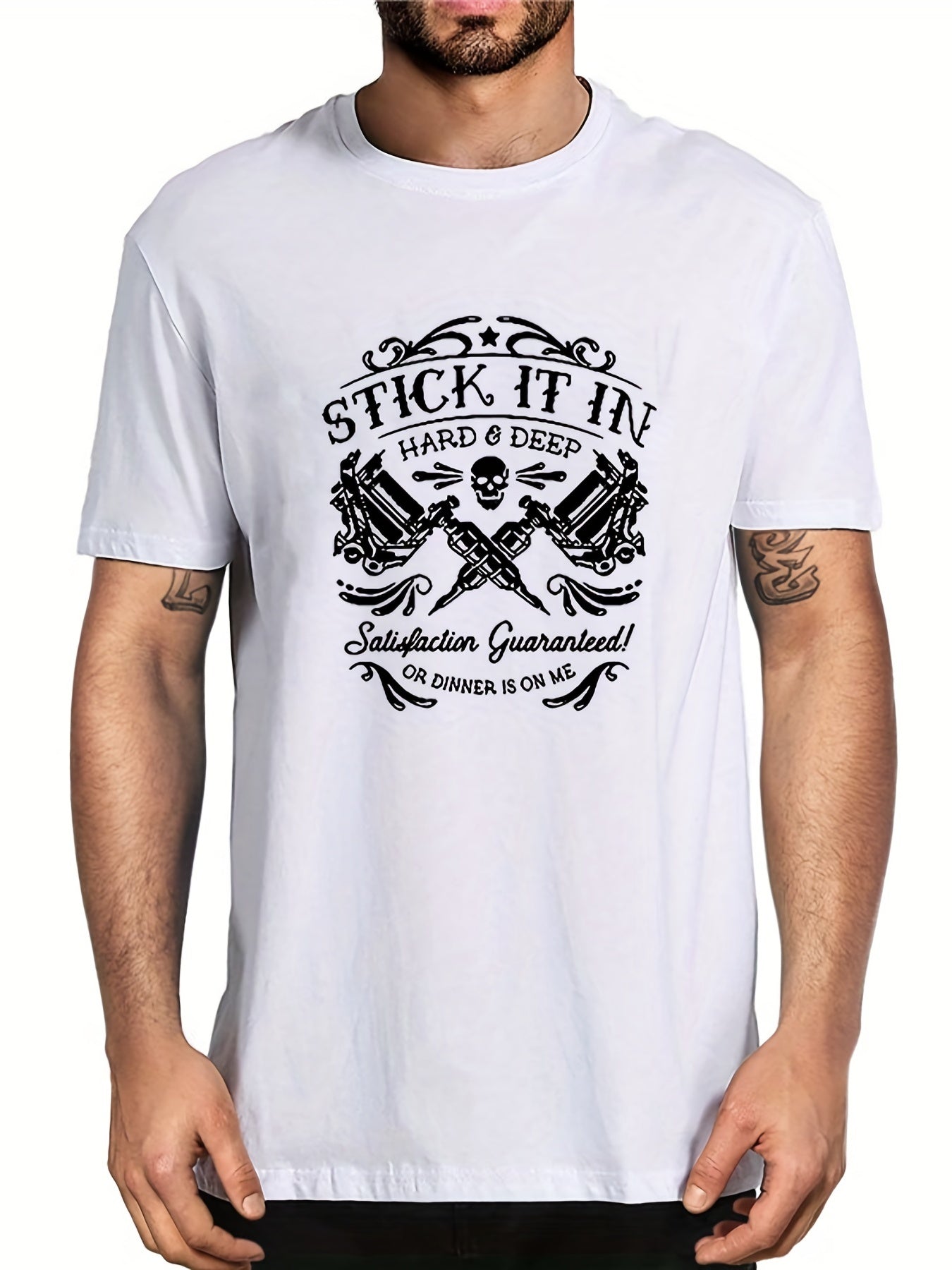 Men's Vintage Skull Graphic Tee Stretch Breathable T-shirt