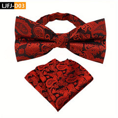 Paisley Bow Tie and Pocket Square Set for Groom Wedding