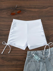 High Waist Solid Swimsuit Boxer Shorts