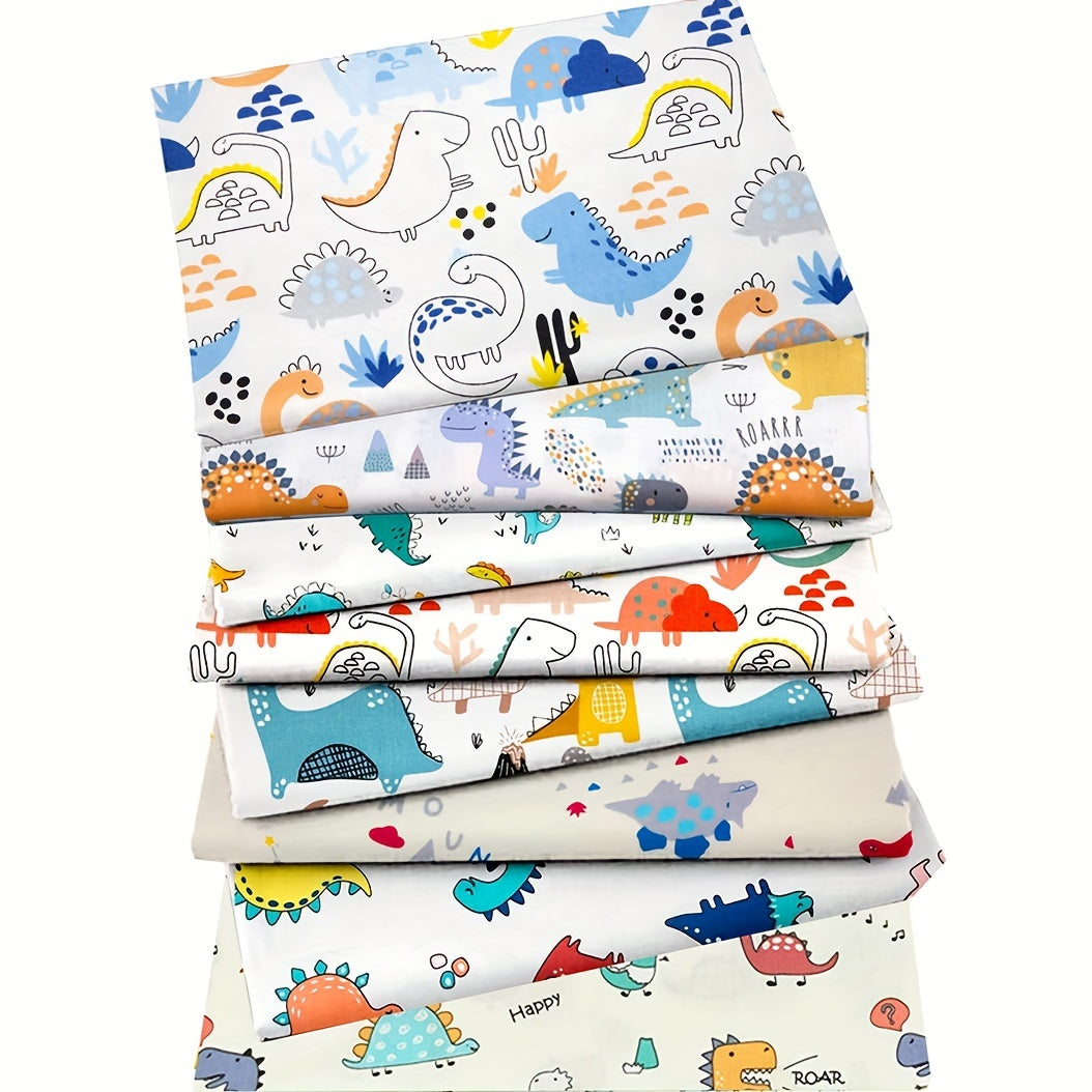 8pcs Dinosaur Cotton Fabric Set 19.6x19.6 Quilting Craft Precut Square Sheet