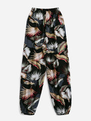 Tropical Print Joggers Elastic Waist Loose Pajamas Pants