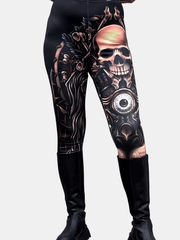 Skull Print Skinny Leggings Casual Stretchy Leggings Women's Clothing