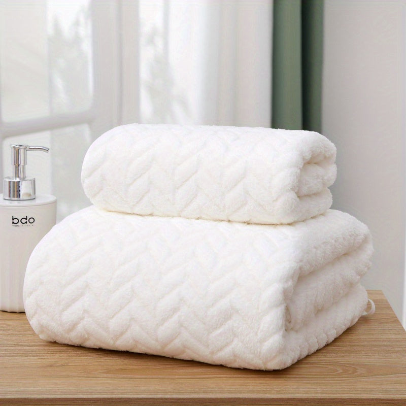 Soft Coral Fleece Towels Set for Home Bathroom