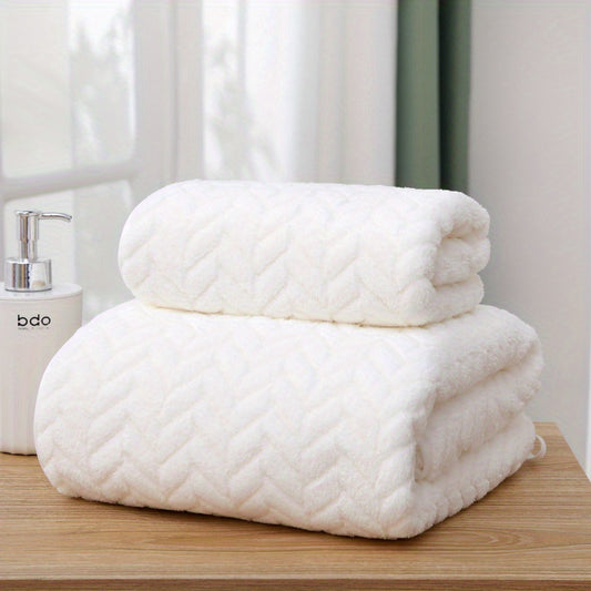 Soft Coral Fleece Towels Set for Home Bathroom