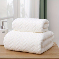 Soft Coral Fleece Towels Set for Home Bathroom