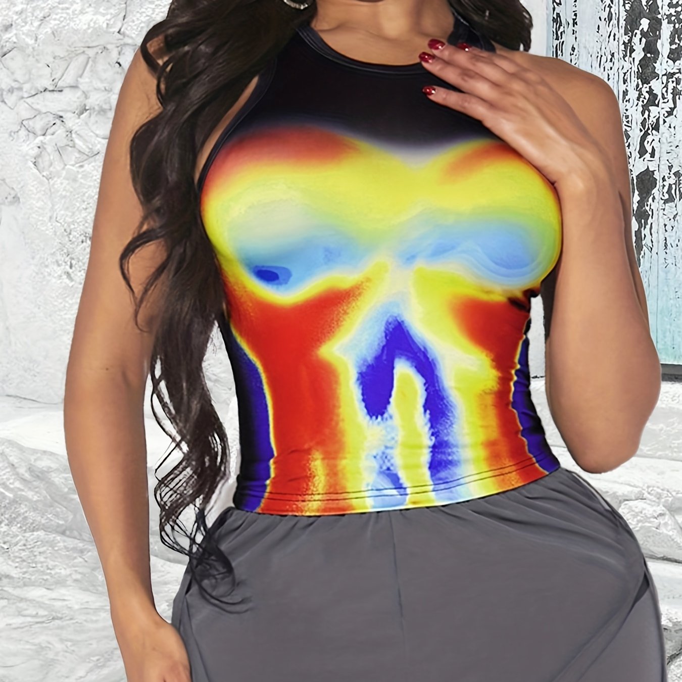 Colorful Print Tank Top Women's Sleeveless Top