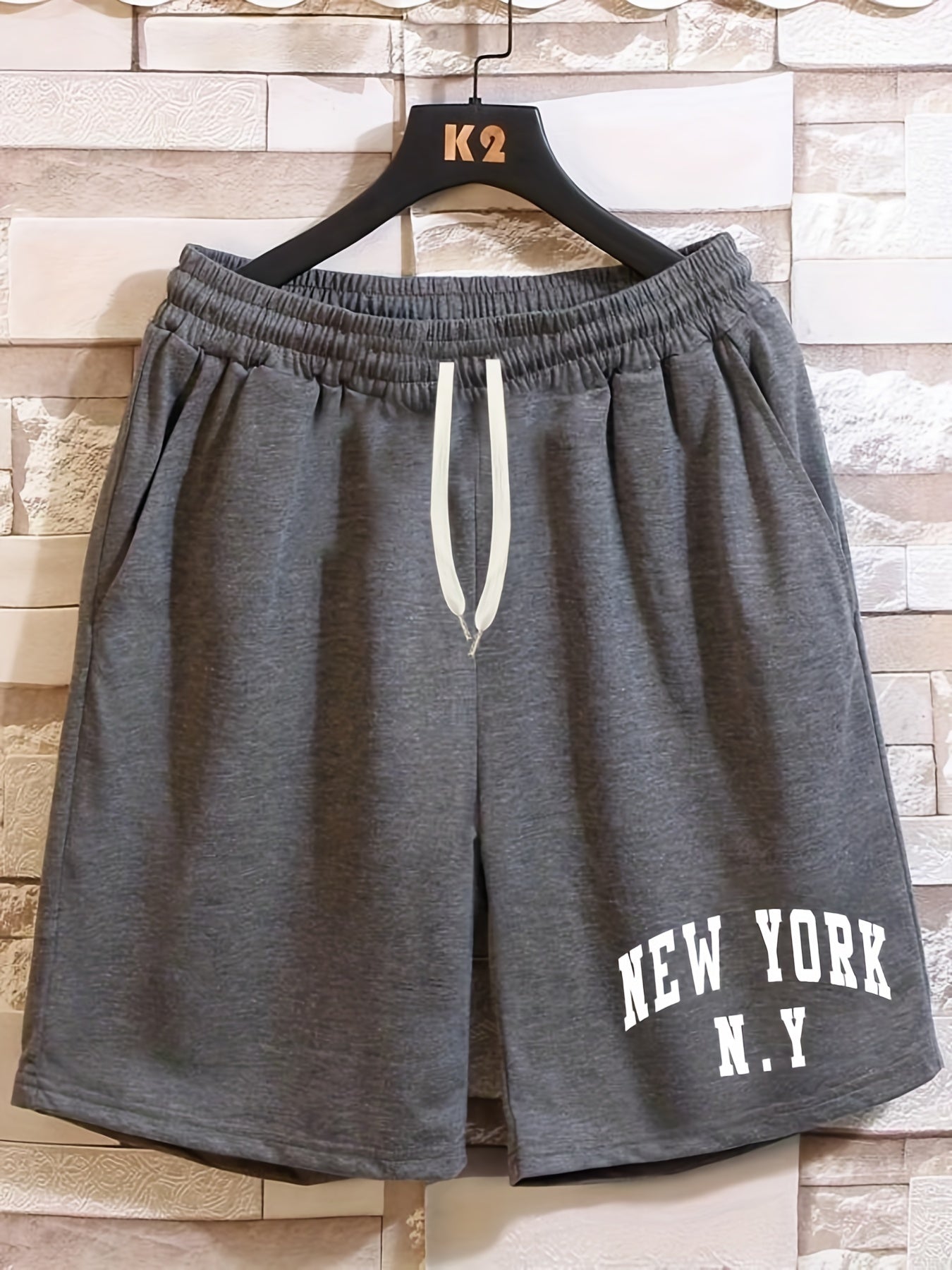 York Print Men's Shorts Elastic Waist Drawstring Shorts