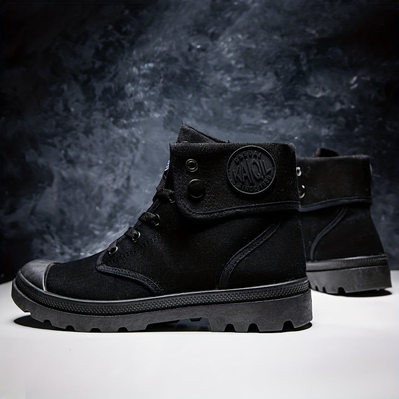 Men's Casual Solid Work Boots Lace Up Round Toe Non Slip Outdoor Comfortable