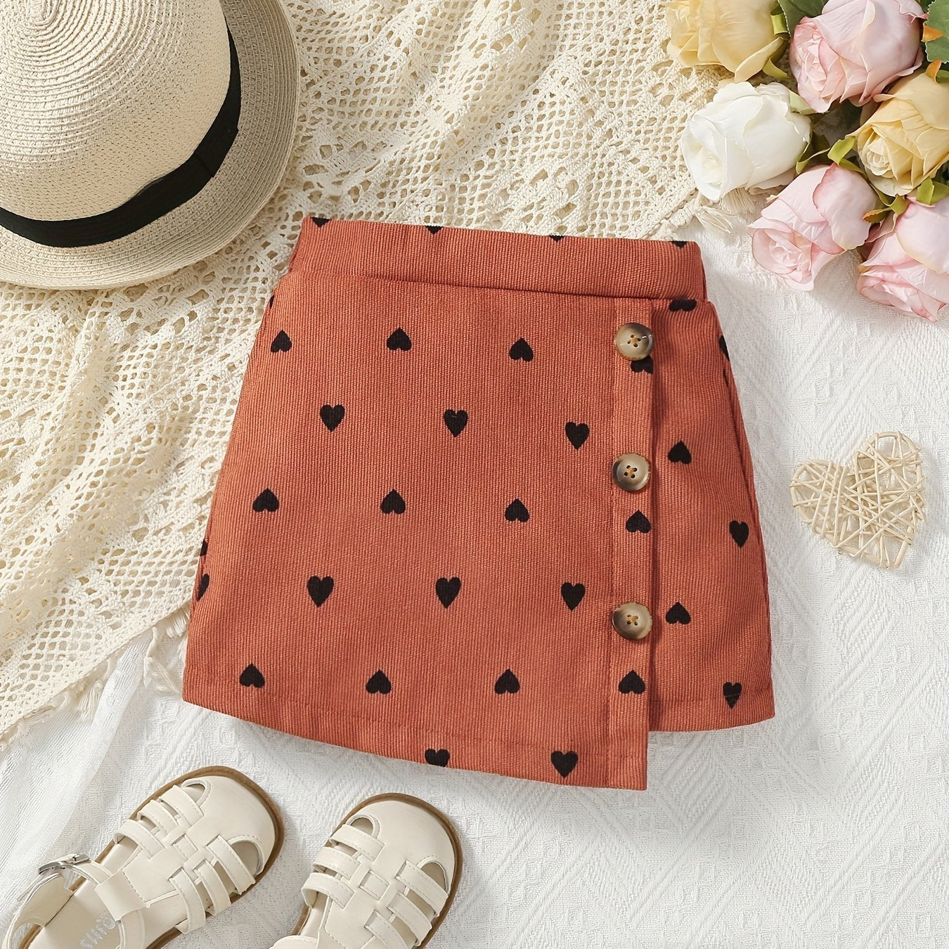 Toddler Girls Heart Graphic Skirt Kids Summer Clothes