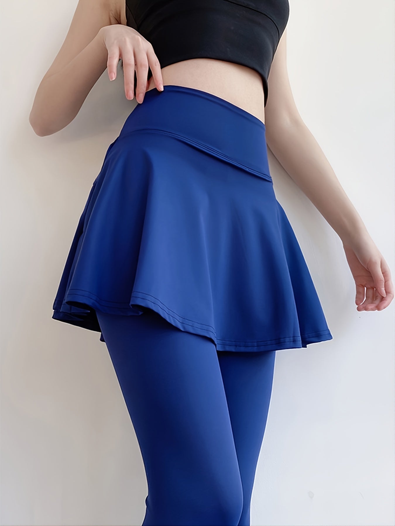 Stretchy Yoga Skirted Leggings for Women with Skirt Overlay