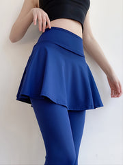 Stretchy Yoga Skirted Leggings for Women with Skirt Overlay