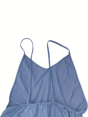 Solid V Neck Cami Jumpsuit With Pockets