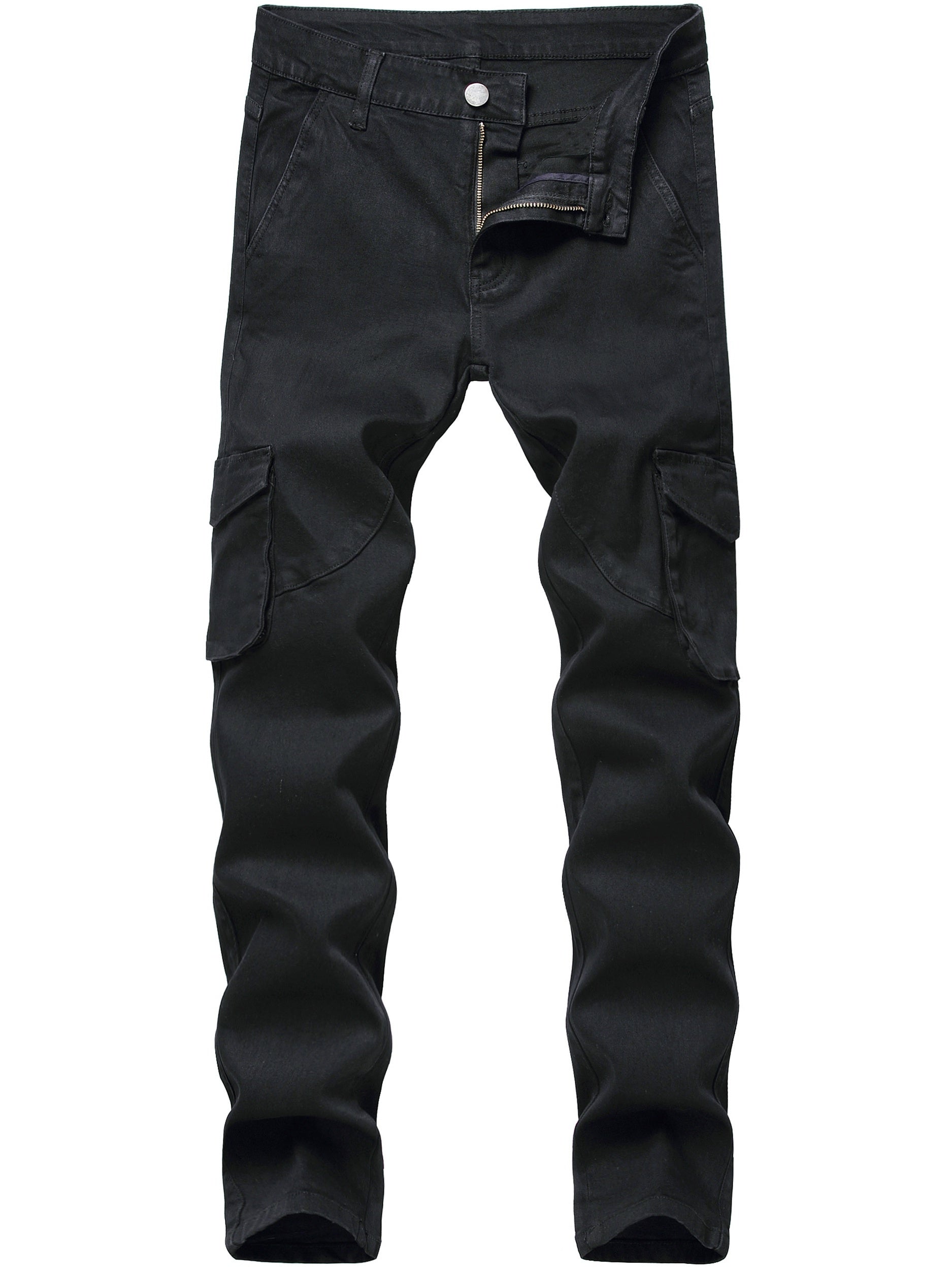 Men's Slim Fit Cargo Denim Jeans With Pockets