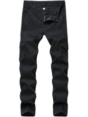 Men's Slim Fit Cargo Denim Jeans With Pockets