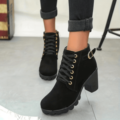 Women's Lace-Up Block Heel Ankle Boots