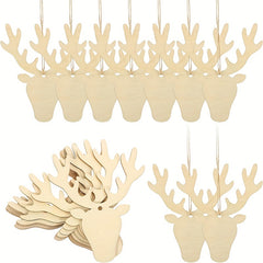 10pcs Wooden Christmas Ornaments Natural Wood Slices Hanging Ornaments