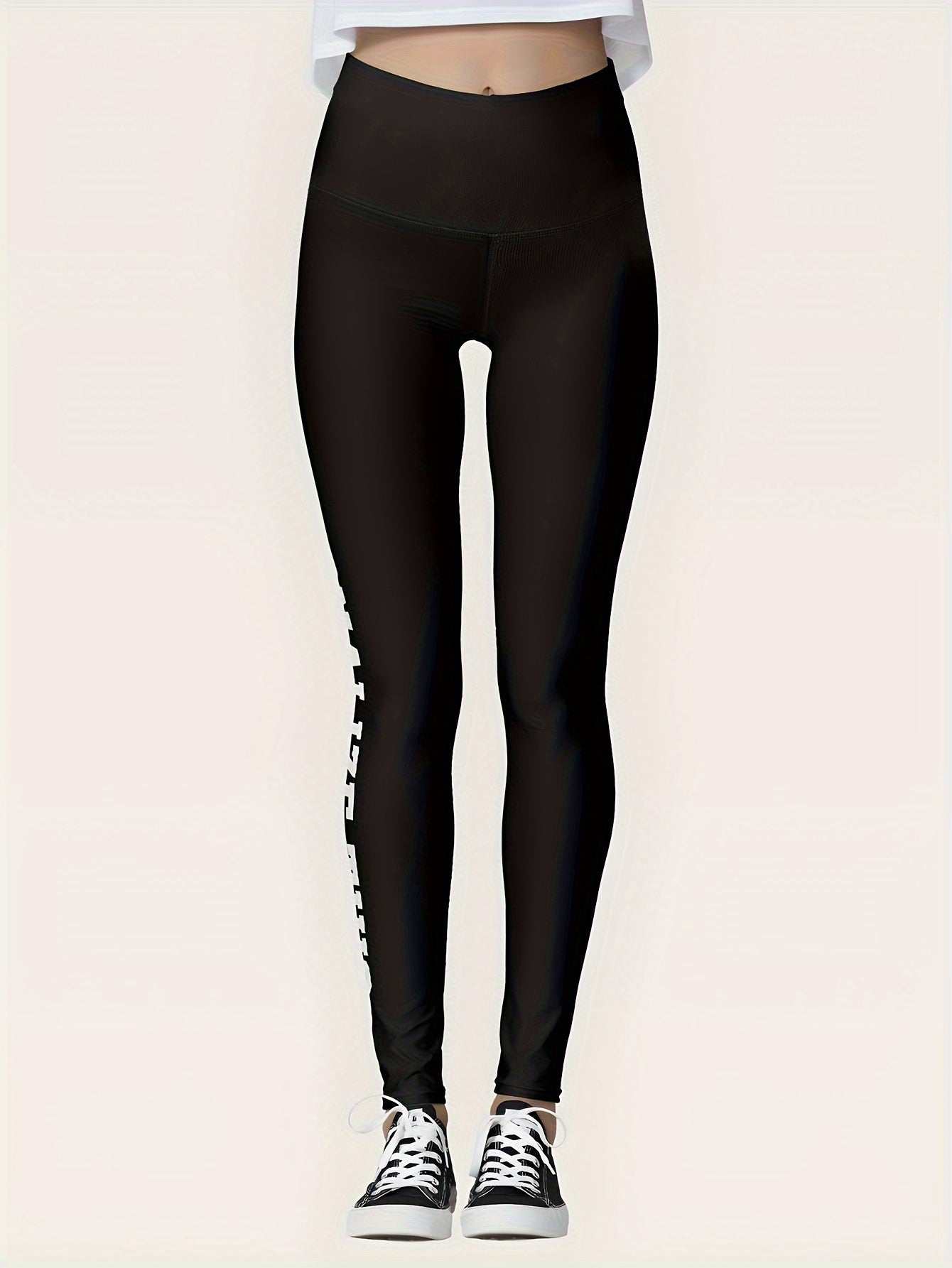 Letter Print Yoga Pants Running Sports Workout Fitness Leggings