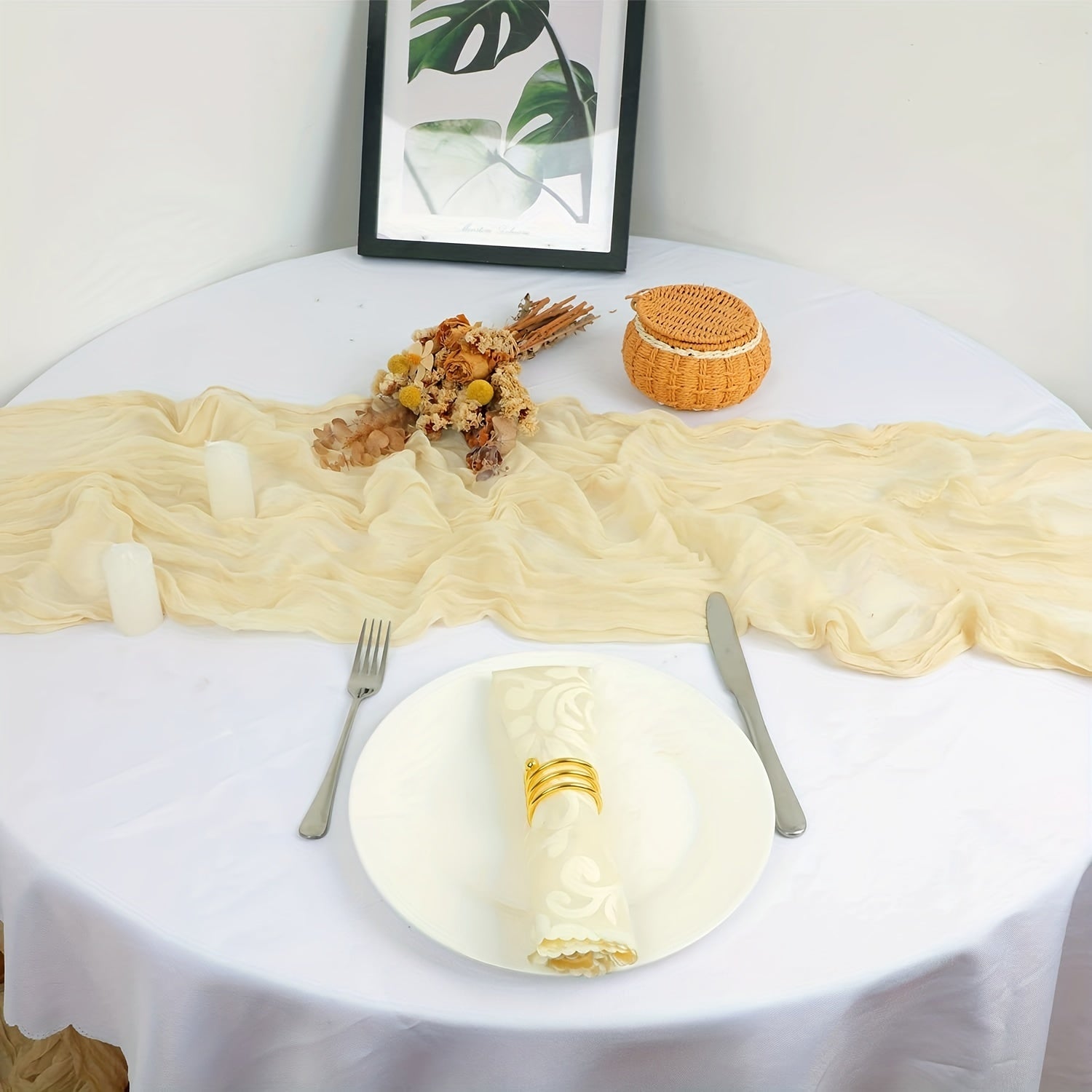 Bohemian Rustic Purple Table Runner for Weddings Bridal Decor
