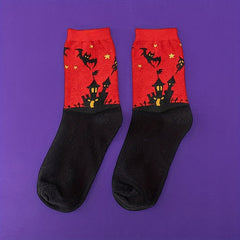 Cartoon Ghost Print Socks Halloween Mid Tube Socks Women's Stockings