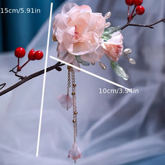 Silk Flower Headband Hair Clip Tassel Pair Clip Ladies Hair Accessories