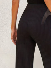 Stripe Textured Wide Leg Pants for Women