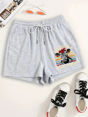 Women's Plus Cow & Slogan Print Sporty Pajama Shorts