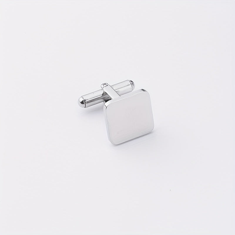 Stainless Steel Square Engraved Cufflinks Men