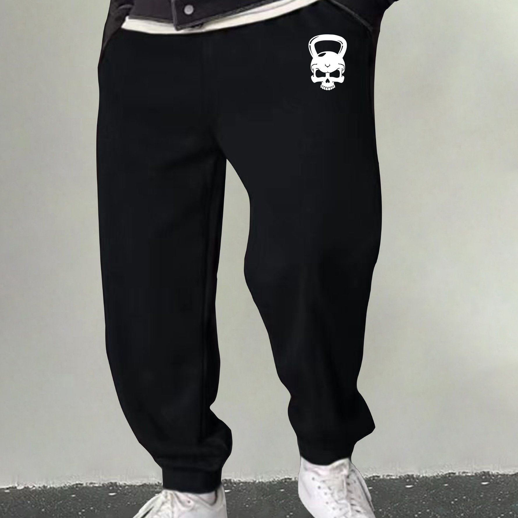 Men's Skull Print Joggers Casual Stretch Sweatpants
