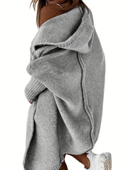 Solid Bat Sleeve Hooded Cardigan