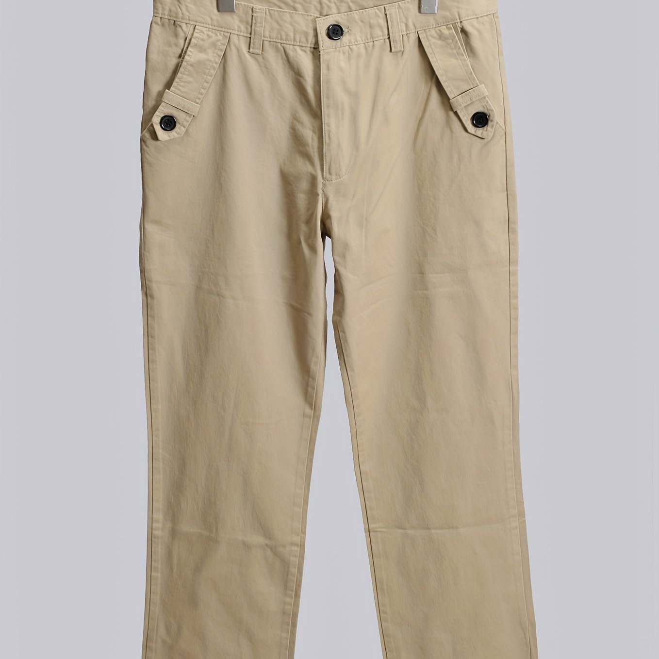 Men's Casual Trousers Streamer Buttons Decorative Pockets Business Pants