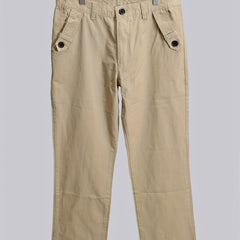 Men's Casual Trousers Streamer Buttons Decorative Pockets Business Pants
