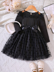 Toddler Girls Polka Dot Tutu Princess Dress Stitching Tulle Dress